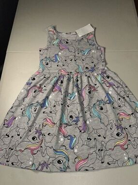 H&M Grey Sleeveless Dress with Multicolor Unicorns